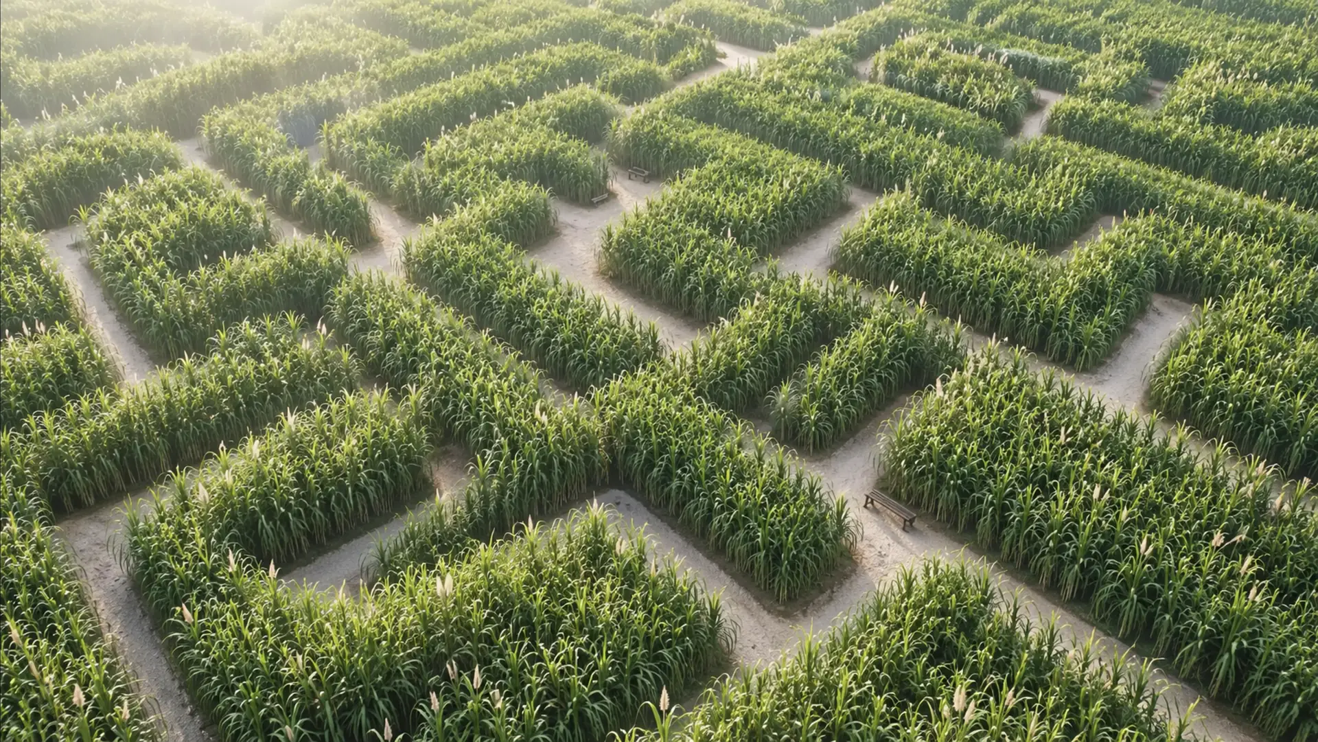 Aerial view of a green maze